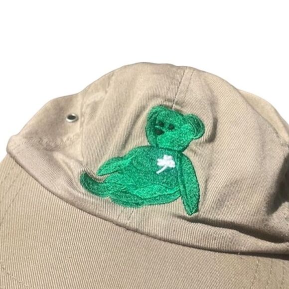 Vintage Tan Baseball Cap Ty Beanie Baby Green Embroidery Unisex Adjustable Hat - Picture 2 of 4